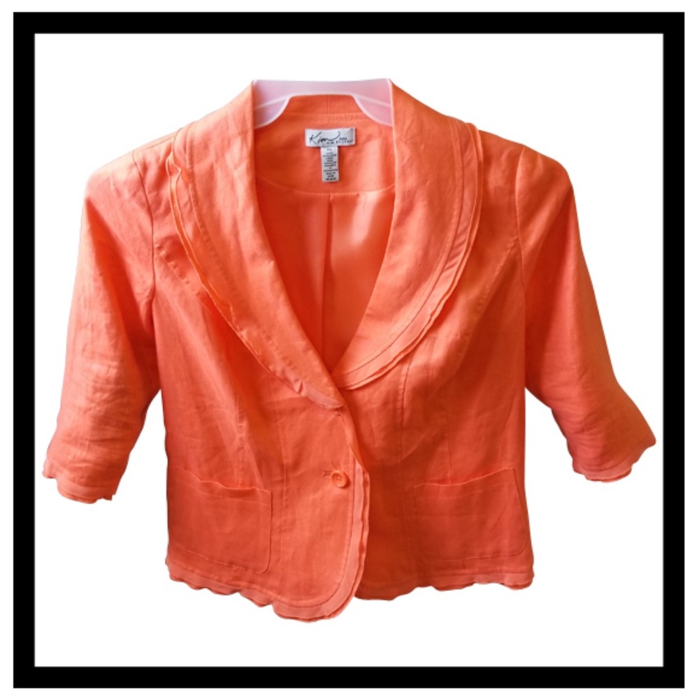 Kim Rogers Petite Women's Blazer Orange Linen